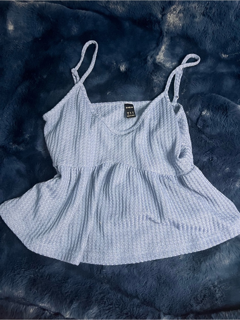SHEIN Light Blue Peplum Camisole Tank Top